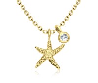 Gold Plated Silver Starfish With Round CZ motive SPE-3264-2-GP